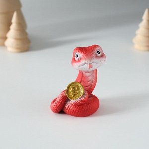 Фигурка полистоун «Змейка с символом богатства», 4x3.5x6.5 см, МИКС