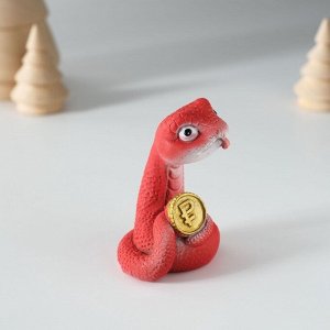 Фигурка полистоун «Змейка с символом богатства», 4x3.5x6.5 см, МИКС