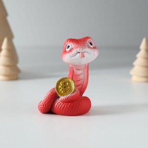 Фигурка полистоун «Змейка с символом богатства», 4x3.5x6.5 см, МИКС