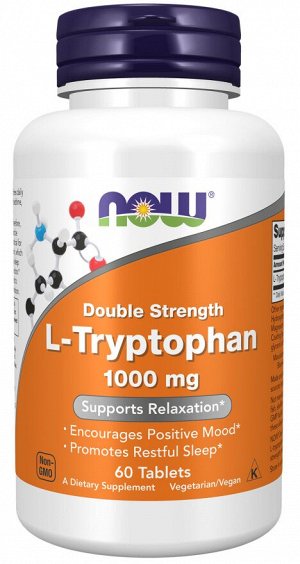 L-Триптофан 1000 мг – NOW Foods – 60 таблеток – аминокислота для сна, настроения и расслабления