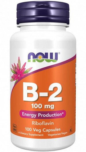 Витамин B2 (рибофлавин) 100 мг 100 капсул — NOW Foods — поддержка энергии и здоровья кожи
