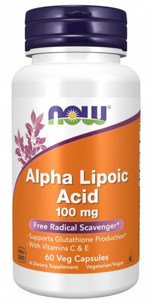 Альфа-липоевая кислота 100 мг 60 капсул — NOW Foods — мощный антиоксидант с витаминами C и E