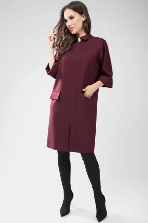 Платье Платье Teffi style 1373 бордо 
Состав ткани: Вискоза-29%; ПЭ-66%; Спандекс-5%; 
Рост: 164 см.

Платье свободного силуэта с цельнокроеным рукавом &laquo;летучая мышь&raquo;. На переде прорезные