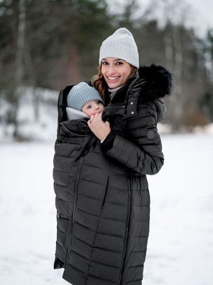 Длинное черное пальто с пуховым наполнителем Seraphine