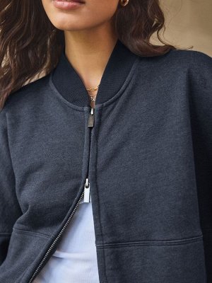 Куртка-бомбер цвета Washed Blue из 100% хлопка для отдыха