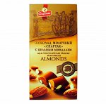 Ш-д молочный &quot;Спартак &quot;с цельным миндалем ,90г пенал.