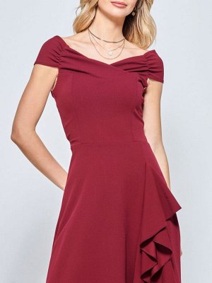 Красное - платье-футляр с оборками и расклешенной юбкой Jolie Moi Desiree