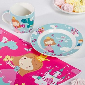 Дорого внимание Набор детской посуды «Принцесса»: кружка 250 мл, тарелка Ø 17.5 см, салфетка 35 x 22 см
