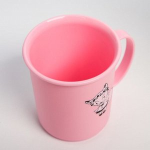 Кружка с декором 180 мл, детская, пластиковая, цвет розовый МИКС