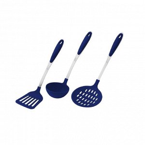 Набор кухонных принадлежностей CALVE, 3 предмета: половник, шумовка, лопатка, цвет МИКС
