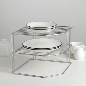 Подставка для посуды, 2 яруса, 25x25x20 см, хром