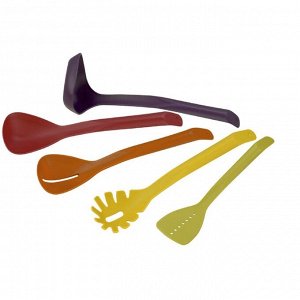 Набор кухонных принадлежностей CALVE, 5 предметов: половник, лопатка, 3 вида ложек, нейлон