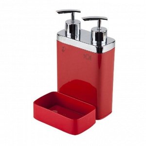 Дозатор для жидкого мыла с секцией для губки Viva, цвет красный 2396052