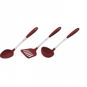 Набор кухонных принадлежностей CALVE, 3 предмета: половник, лопатка, ложка сервировочная, цвет МИКС