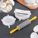 Набор для лепки пельменей, 3 предмета: формы d=7,5/10 см, скалка МИКС