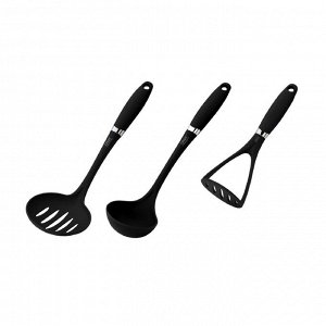 Набор кухонных принадлежностей CALVE, 3 предмета: половник, шумовка, картофелемялка, цвет МИКС