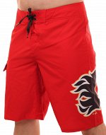 Красные бордшорты с логотипом профессионального хоккейного клуба Calgary Flames (НХЛ) №730 ОСТАТКИ СЛАДКИ!!!!