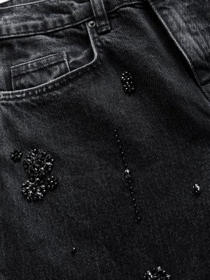 Черные джинсы Barrel Denim с ручной отделкой, 100% хлопок