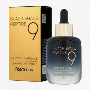 FARMSTAY - BLACK SNAIL & PEPTIDE9 PERFECT AMPOULE Сыворотка омолаживающая с черной улиткой и пептидами, 35 мл 23.03.2026