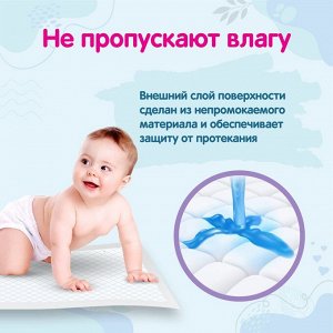 Детские одноразовые пеленки 60*90 с абсорбентом, 10шт