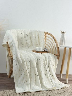 Плед «Этель. Золотые звезды», белый, 150x200 см, корал-флис 220 г/м²