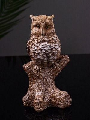 Фигурка гипс «Филин на ветке», 14 см, коричневая