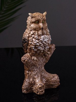 Фигурка гипс «Филин на ветке», 14 см, коричневая