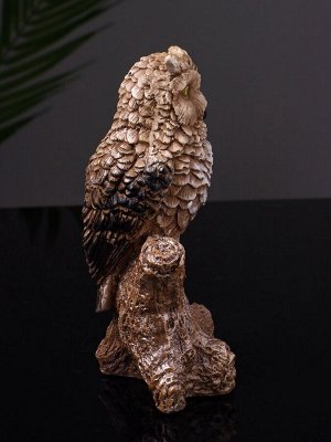 Фигурка гипс «Филин на ветке», 14 см, коричневая