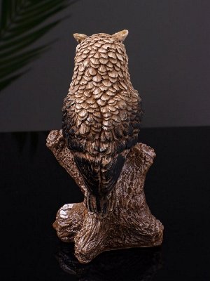 Фигурка гипс «Филин на ветке», 14 см, коричневая