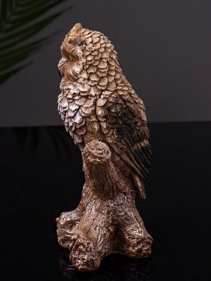Фигурка гипс «Филин на ветке», 14 см, коричневая