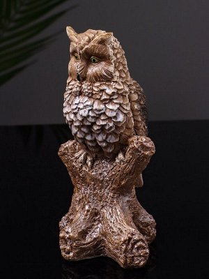 Фигурка гипс «Филин на ветке», 14 см, коричневая