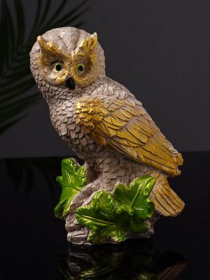 Фигурка гипс «Филин на листьях», 12x8x6 см, коричневая