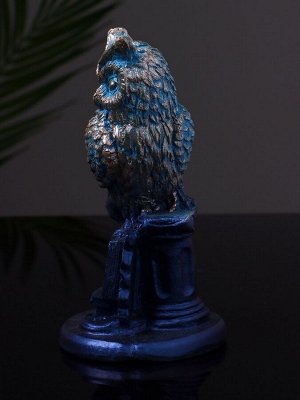 Фигурка гипс «Филин на пьедестале», 7x6x13 см, серо-голубая
