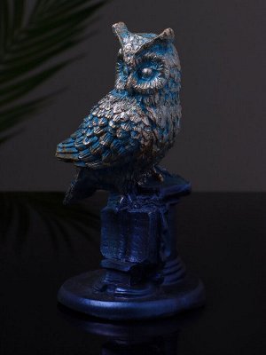 Фигурка гипс «Филин на пьедестале», 7x6x13 см, серо-голубая