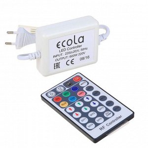 Контроллер Ecola для RGB ленты 14 ? 7 мм, IP68, 220 В, 600 Вт, пульт ДУ
