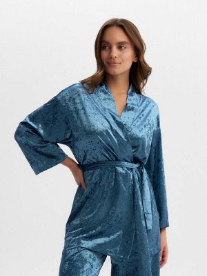 Пижама женская (жакет, брюки) KAFTAN Velvet, синяя