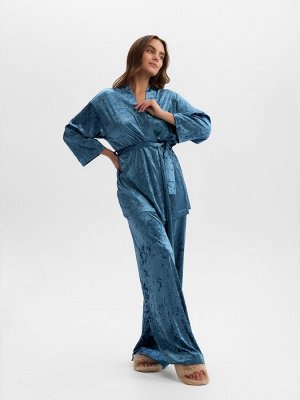 Пижама женская (жакет, брюки) KAFTAN Velvet, синяя