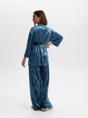 Пижама женская (жакет, брюки) KAFTAN Velvet, синяя