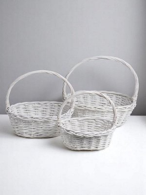 Набор корзин плетёных, овальные 3 шт. L:39x29 см, Н12 см/37 см, дно 32x22 см M:32x25xH11xHH32xB26x17 S:26x
