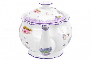 Чайник "Лаванда" 700 мл, рифленый, NEW BONE CHINA (22*12,5*13 см)