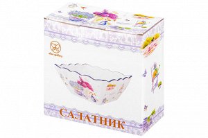 Глубокий квадратный салатник 16x16x8 см, 1 л, фарфор NEW BONE CHINA "Лаванда"