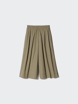 UNIQLO - нейлоновые кюлоты с эффектом юбки и технологией DRY - 56 OLIVE