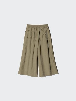 UNIQLO - нейлоновые кюлоты с эффектом юбки и технологией DRY - 56 OLIVE