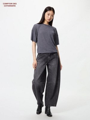 UNIQLO x Comptoir des Cotonniers - джинсы Barrel Leg из хлопка - 08 DARKGRAY
