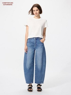 UNIQLO x Comptoir des Cotonniers - джинсы Barrel Leg из хлопка - 67 BLUE
