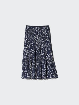 UNIQLO - шифоновая юбка с ярусами, укороченная длина - 69 NAVY