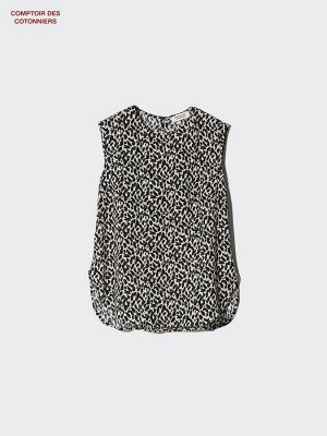 UNIQLO x Comptoir des Cotonniers - лёгкая блузка без рукавов из льна - 01 OFFWHITE