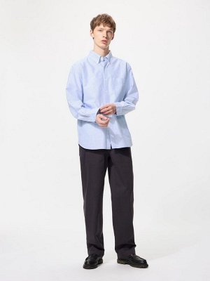 UNIQLO - рубашка оксфорд в полоску - 58 DARKGREEN