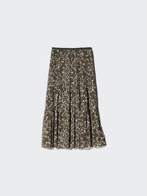 UNIQLO - шифоновая юбка с ярусами и принтом в ботаническом стиле - 69 NAVY