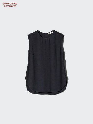 UNIQLO x Comptoir des Cotonniers - лёгкая блузка без рукавов из льна - 09 BLACK